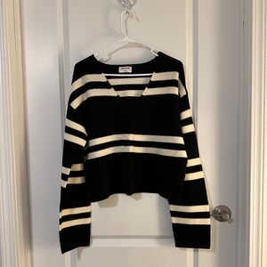 LNA Clothing Black w/white stripes cropped sweater, Size S